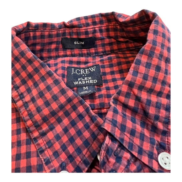 | j. crew | Men's Slim Fit Red Gingham Plaid Washed Cotton Shirt MED - Picture 5 of 6